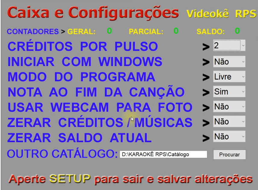 sitema de configuração karaoke raf