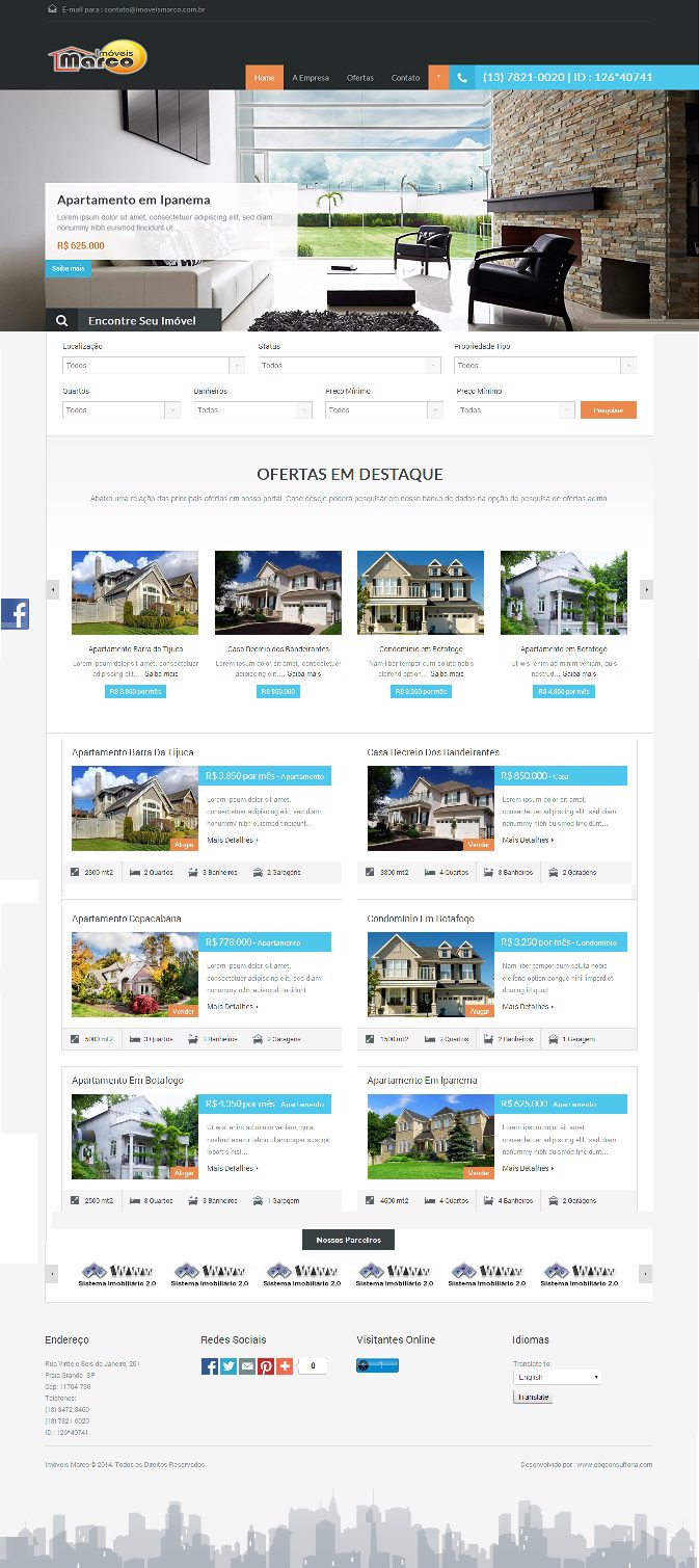Site para Imobiliárias e Corretores Imóveis na Internet com Aplicativo